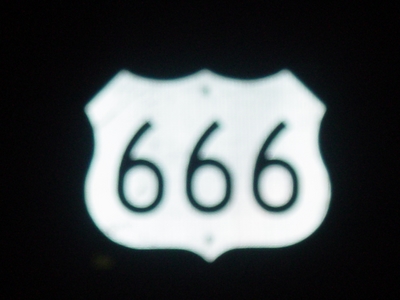 Highway 666 sign going west into Utah