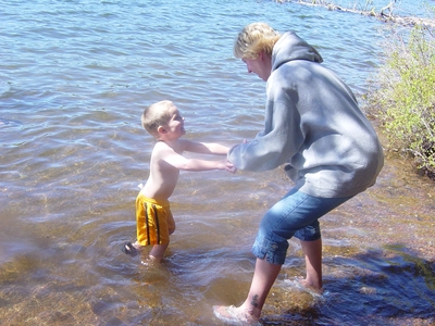 Laura Lokey and Tanis O'Donnell swimming at lake of the woods - Klamath Falls, Oregon