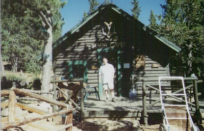 Jody O'Donnell standing in front of Barr Camp - Pike's Peak, Hiking Colorado