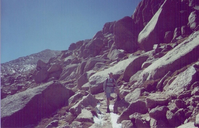 Jay Gorsegnor in the boulder fields on Pike's Peak - Hiking Colorado